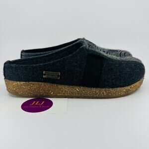 Haflinger Women's Magic Clog Black Grey Swirl Wool Comfort Shoes Size 36/ 5 US
